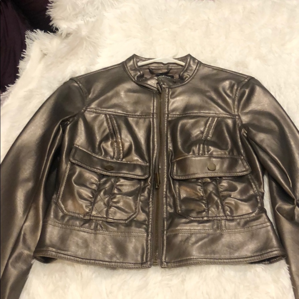 Pleather cropped jacket